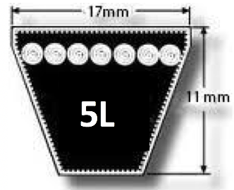 XDV58X1080 5L Kevlar reinforced Wedge shaped Mower Wrapped V-Belt Length 108 Inch (2743.2mm)