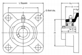 MSF45HLT - RHP Square 4 Bolt Flange Bearing (45mm Shaft Diameter)