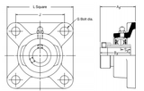 SF1.3/8DEC - RHP Square 4 Bolt Flange Bearing (1.3/8 Inch Shaft Diameter)