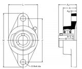 SFT1.1/4FS - RHP 2 Bolt Flange Bearing (1.1/4 Inch Shaft Diameter)