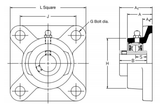 SF2.3/4 - RHP Square 4 Bolt Flange Bearing (2.3/4 Inch Shaft Diameter)