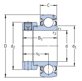 YET206-102CW - SKF Self Lube Bearing Inserts (28.575mm Bore Size ...