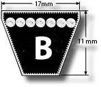 Wedge shaped V Belt reference number B67.25 (Inl Length 1712mm)