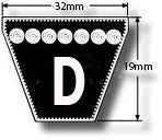 Wedge Shaped V Belt reference number D124 (Internal Length 3150mm)
